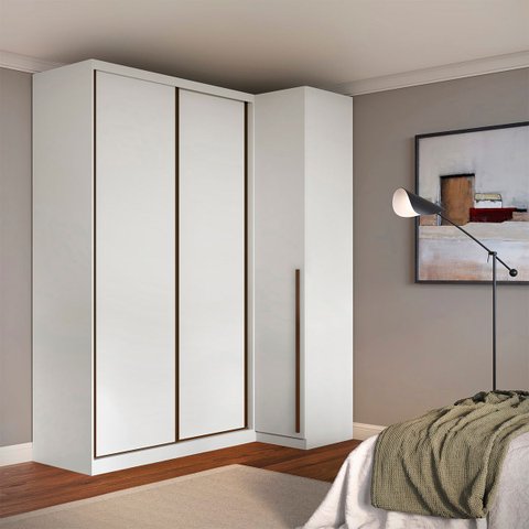 Guarda Roupa de Canto Porta de Correr 3 Portas Mdf Altezza Trend Belmax:branco