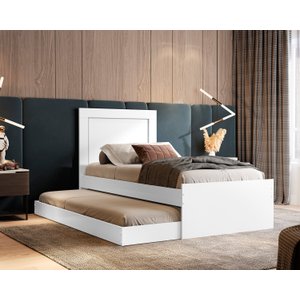 Bicama Solteiro Com Cama Auxiliar Bibox Luara Branco