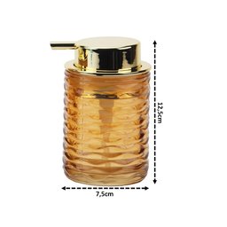 Porta Sabonete Líquido Vidro Âmbar Dourado Luxo 260ml - 2