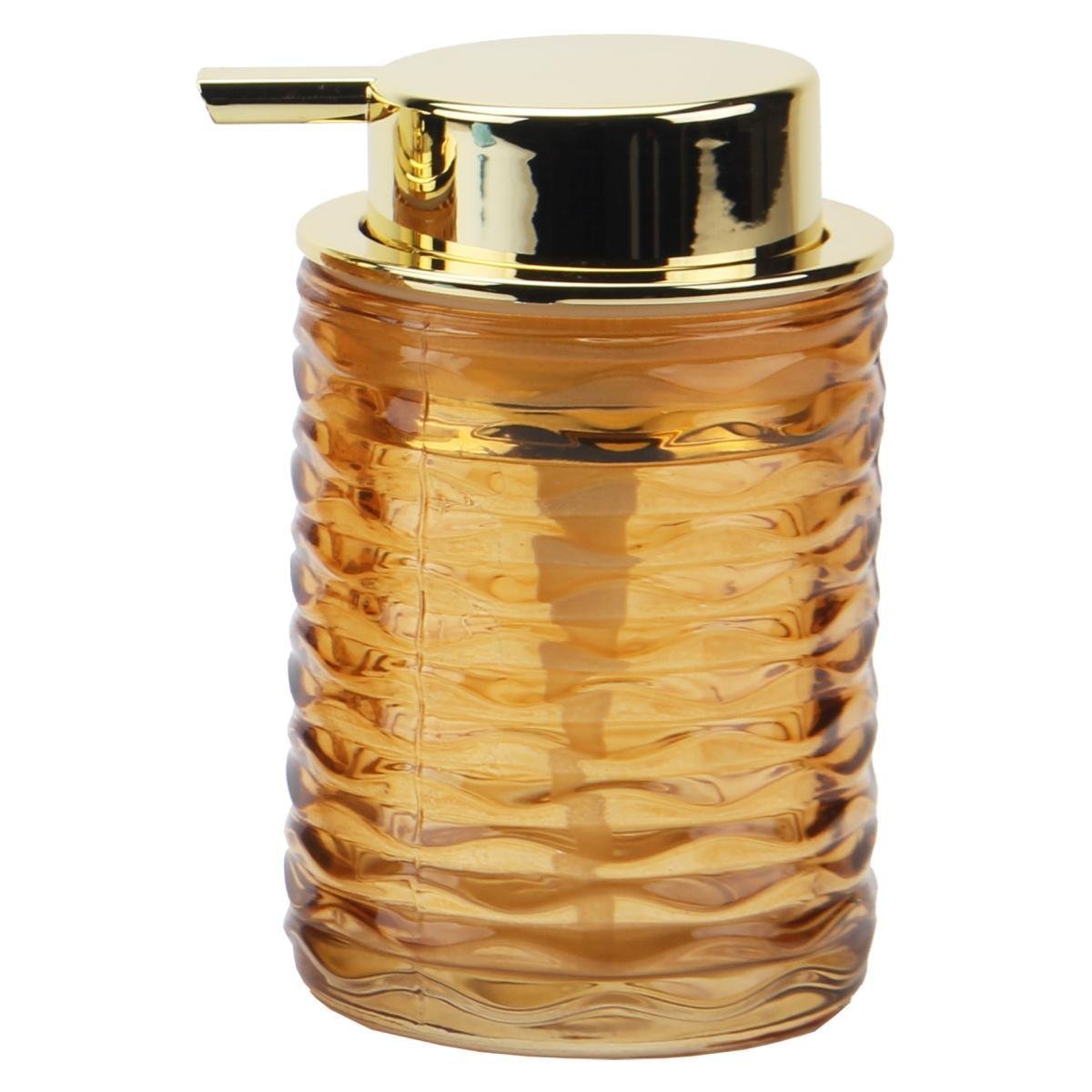 Porta Sabonete Líquido Vidro Âmbar Dourado Luxo 260ml