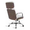 Ver imagem 2 de Cadeira Presidente Wood Branca com Madeira Escura Base Cromada com Relax Braços Cromado Couro Eco Br