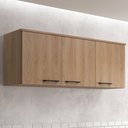 Ver imagem 1 de Armário Aéreo Cozinha Maysa 3 Portas Madeira Oak - Móveis Sul