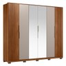 Guarda Roupa Casal Atrice Ripado 6 Portas Nogueira/nude Prime com 2 Espelhos e Pés - Demartêz - 1