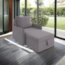 Ver imagem 2 de Sofá 3 em 1 Chaise, Cama e Baú Neve Cinza Claro Estofama