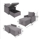 Ver imagem 3 de Sofá 3 em 1 Chaise, Cama e Baú Neve Cinza Claro Estofama