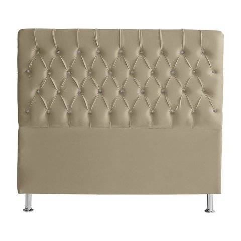Cabeceira de Cama Box Bella Casal 140 Cm Suede Botão Cristal Bege Eli Móveis e Decoração