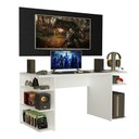 Ver imagem 2 de Mesa para Computador Gamer Madesa 9409 e Painel para TV até 50 Polegadas Branco/Preto Cor:Branco/Pre
