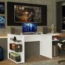 Ver imagem 1 de Mesa para Computador Gamer Madesa 9409 e Painel para TV até 50 Polegadas Branco/Preto Cor:Branco/Pre