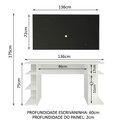 Ver imagem 3 de Mesa para Computador Gamer Madesa 9409 e Painel para TV até 50 Polegadas Branco/Preto Cor:Branco/Pre