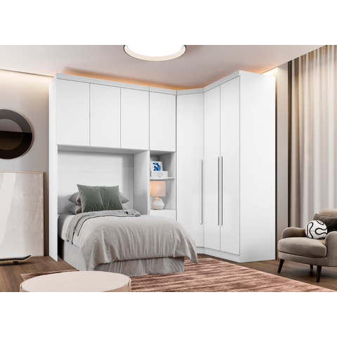 Modulado Solteiro 100%MDF 4 Peças Neve Novo Horizonte