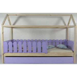 Bicama Infantil Solteiro Casinha Colorida Madeira Maciça Pinus Grade Cercadinho