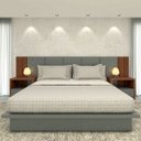 Ver imagem 1 de Cama King Cabeceira 2 Mesas C/ Gaveta e Nicho Mdf sob Medida Cor:nogueira Cadiz com Cinza Sagrado