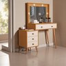 Penteadeira Camarim Ágata 4 Gavetas Espelho Luz Led Pés Madeira Maciça:nature/off White - 2