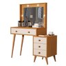 Penteadeira Camarim Ágata 4 Gavetas Espelho Luz Led Pés Madeira Maciça:nature/off White - 5