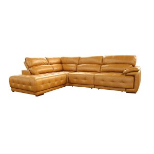 Sofá Retrátil e Reclinável de Couro Filipinas Canto com Chaise Esquerda 1,36 M - Caramelo