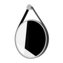 Ver imagem 4 de Espelho Redondo para Parede Redondo 60 Cm Grande para Penteadeira e Banheiro Aro Branco Couro Preto