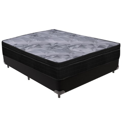 Cama Box e Colchão Airtech Pampa Molas Ensacadas Casal Ortobom: Preto