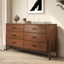Ver imagem 2 de Cômoda Grande 6 Gavetas Casal 160 cm Madeira Pinus Corrediças Telescópicas Castanho Mona