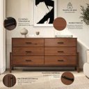 Ver imagem 3 de Cômoda Grande 6 Gavetas Casal 160 cm Madeira Pinus Corrediças Telescópicas Castanho Mona