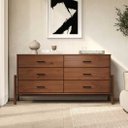 Ver imagem 1 de Cômoda Grande 6 Gavetas Casal 160 cm Madeira Pinus Corrediças Telescópicas Castanho Mona