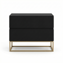 Ver imagem 7 de Kit 2 Mesa de Cabeceira Eros 60x37cm Base Dourado Mesinha Apoio Quarto Escritório Moderno:preto