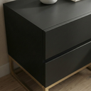 Ver imagem 4 de Kit 2 Mesa de Cabeceira Eros 60x37cm Base Dourado Mesinha Apoio Quarto Escritório Moderno:preto