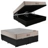 Baú Casal Bipartido Corino Preto Vazado + Colchão Casal Springpocket 25x138x188 Ortobom - 1