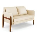 Ver imagem 4 de Sofá Namoradeira Lana Corino Base de Madeira - D’Rossi Bege