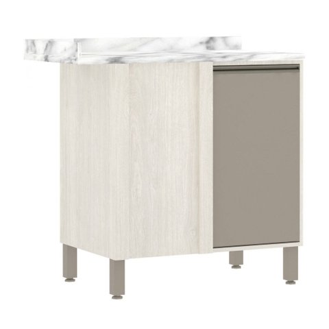 Balcão Canto Reto de Cozinha com Tampo 95 Cm 1 Porta de Abrir 1 Prateleira Linea Luciane Móveis