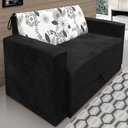 Ver imagem 1 de Sofa Cama Casal Veludo Preto/Cinza Floral 5000 Mam Flex