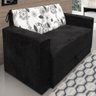 Sofa Cama Casal Veludo Preto/Cinza Floral 5000 Mam Flex - 1