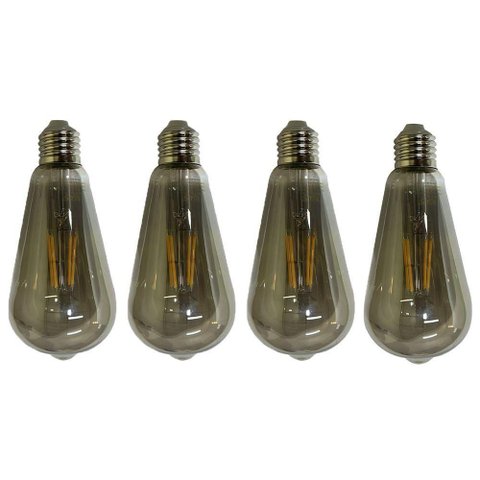 Lampada Led Multi Filamento Fume Vintage 30w Kit 4 Uni Decoraçao Iluminaçao Sala Quarto Varanda
