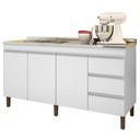 Ver imagem 1 de Balcão Gabinete com Pia 160cm 3 Portas Karen P14 Branco - Mpozenato