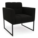 Ver imagem 3 de Kit 1 Sofá Namoradeira e 2 Poltronas Elisa Suede Preto Base Metálica Industrial Preto - D'Rossi