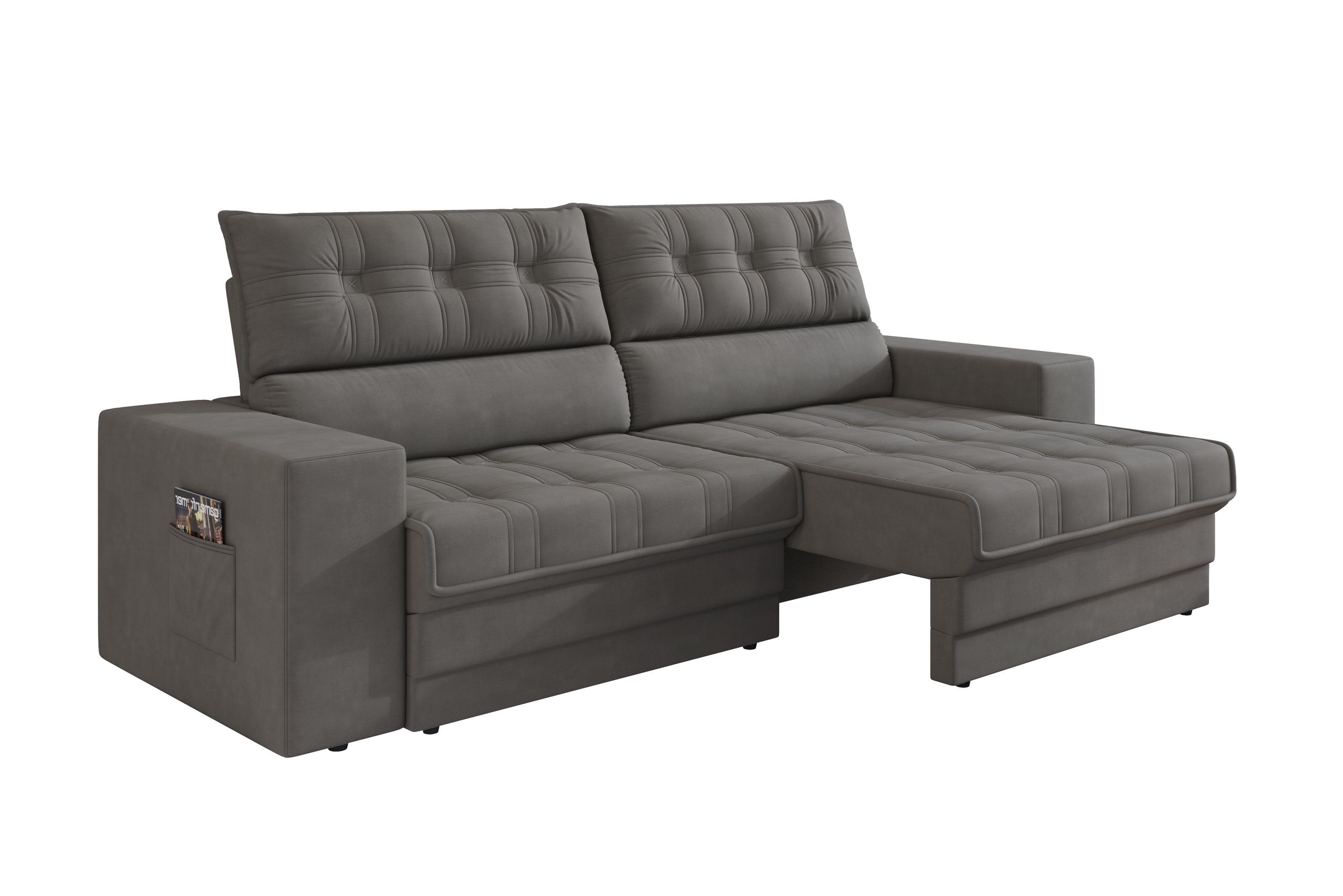 Sofá Oscar Plus 2,30m Retrátil/reclinável Suede Cinza - Xflex - 6