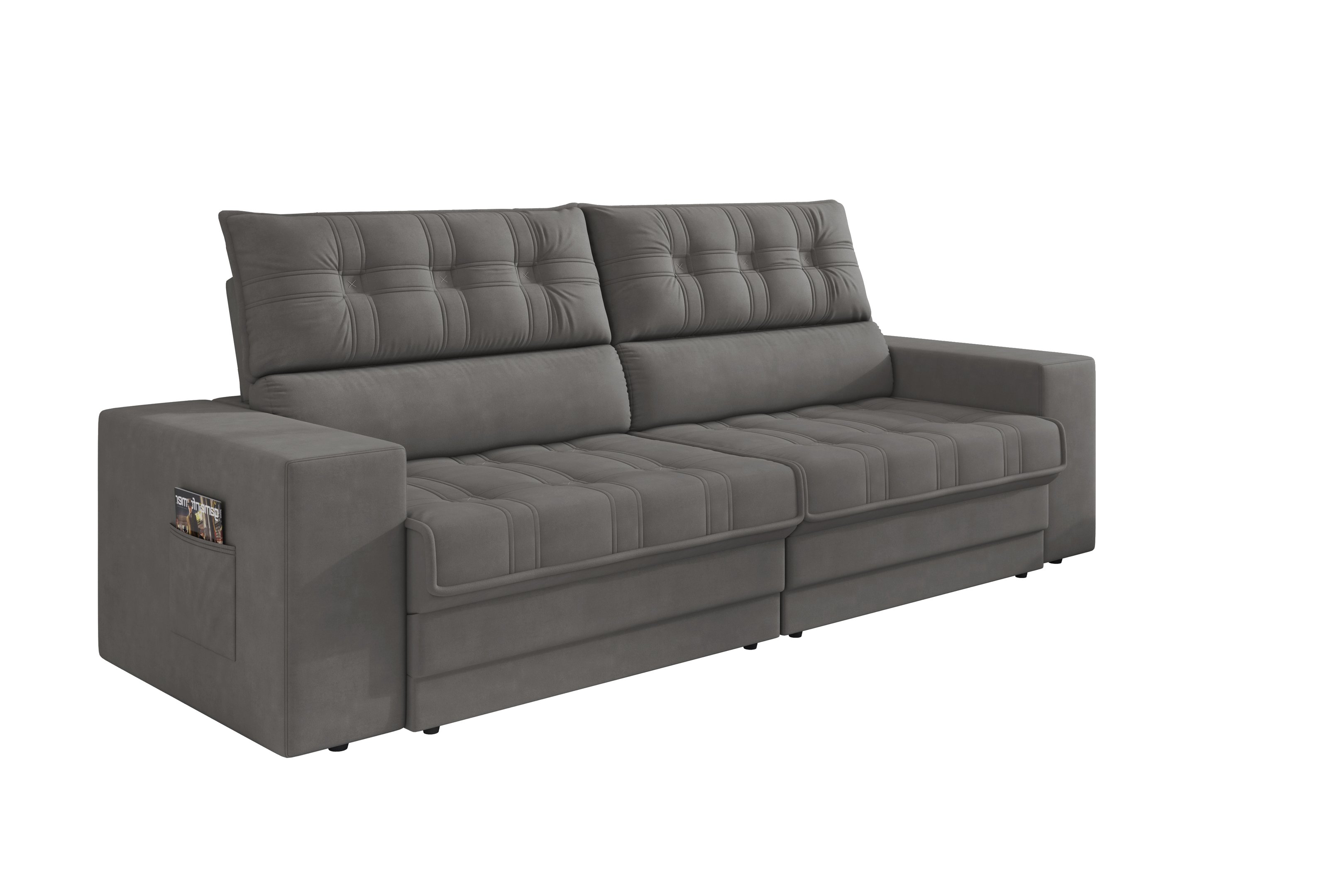 Sofá Oscar Plus 2,30m Retrátil/reclinável Suede Cinza - Xflex - 4