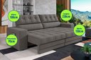 Ver imagem 3 de Sofá Oscar Plus 2,30m Retrátil e Reclinável Suede Cinza - Xflex