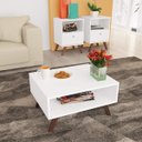 Ver imagem 1 de Conjunto Mesa de Centro e 2 Mesas Laterais com Nicho e Gaveta Branco
