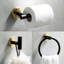 Ver imagem 1 de Kit Acessorios Banheiro Dourado Escovado Preto Fosco Papel