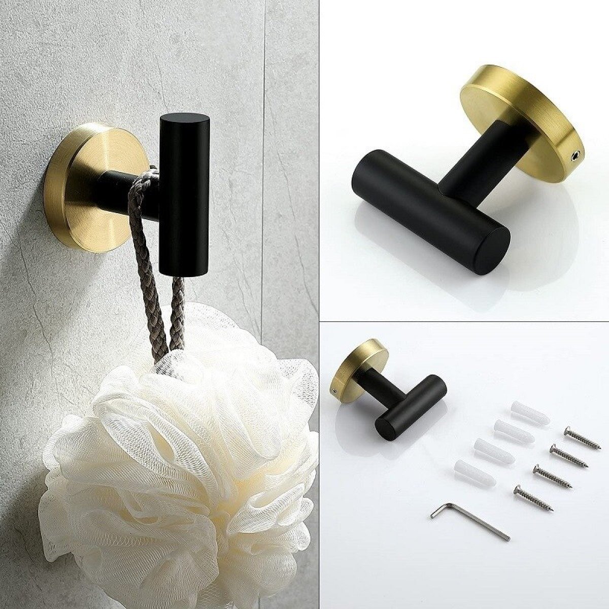 Kit Acessorios Banheiro Dourado Escovado Preto Fosco Papel - 3