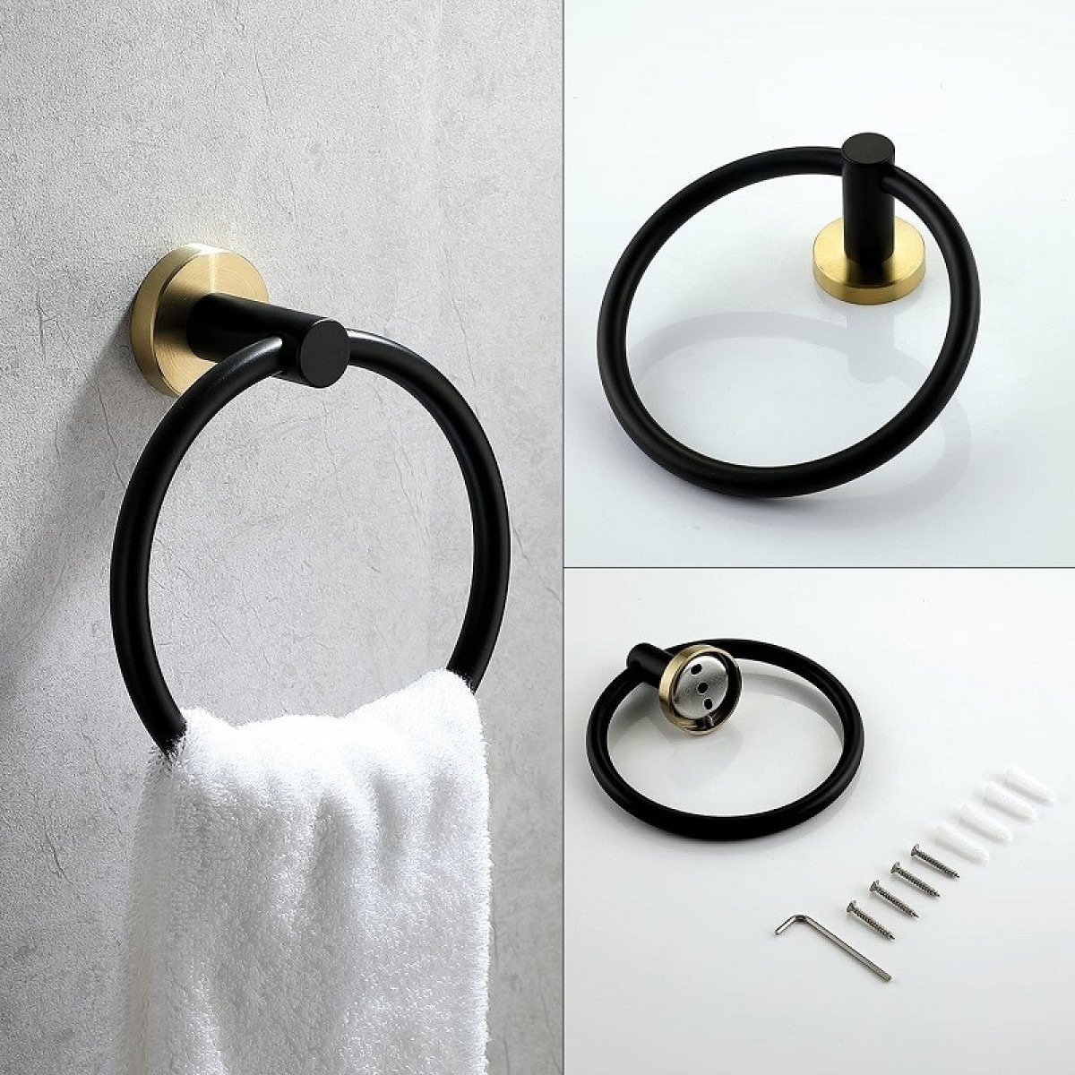 Kit Acessorios Banheiro Dourado Escovado Preto Fosco Papel - 2