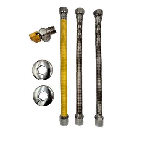 Kit Instalação Aquecedor 1/2" - Flexível 30cm - 6 Peças