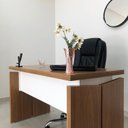 Ver imagem 6 de Conjunto para Escritório 6 Pessoas Kit 6 Mesas Operacionais 1250 com Gavetas Marrom/Freijó/Branco Artany