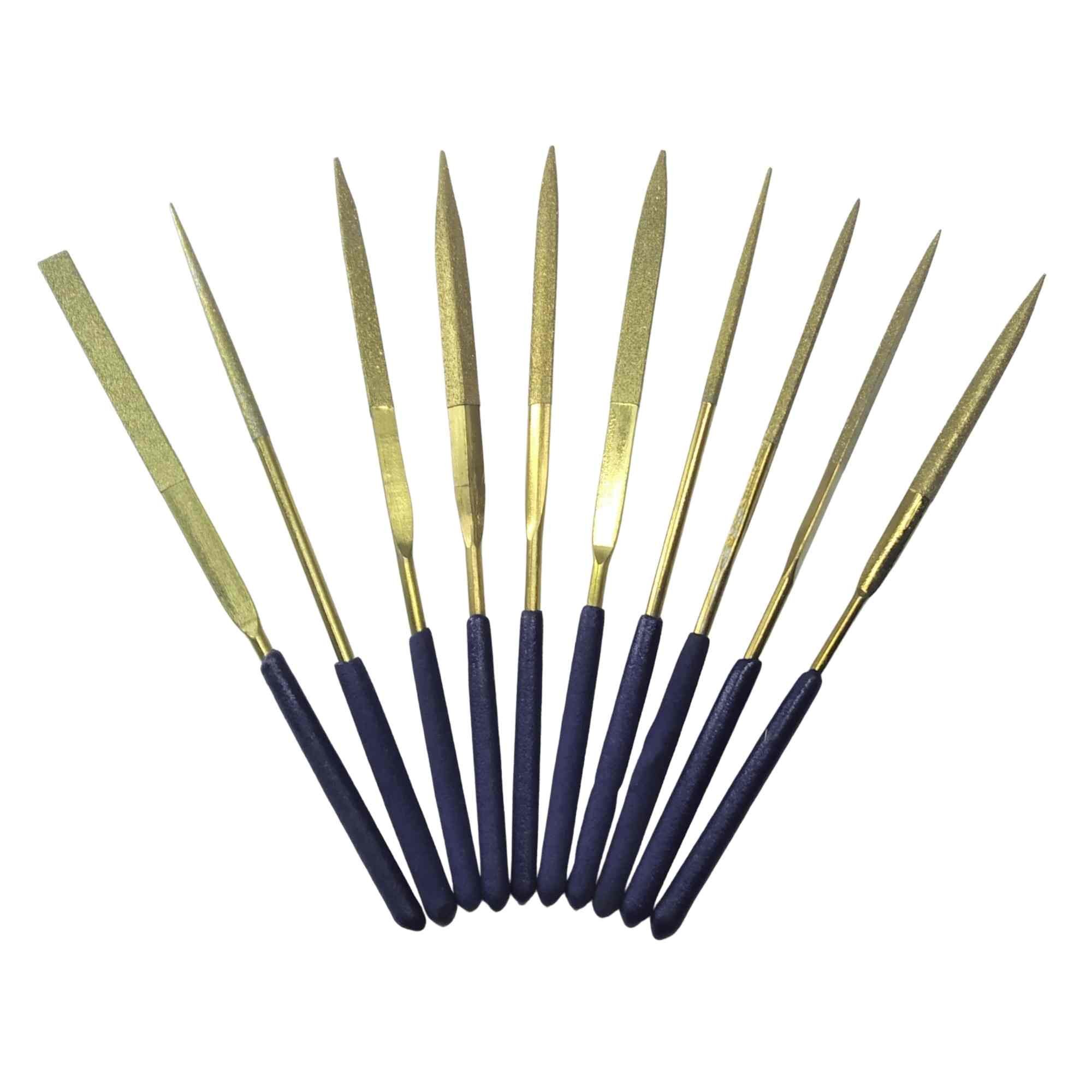 Kit de Lima Diamantada Banho de Titânio 10 pçs 180 mm Importado - 1