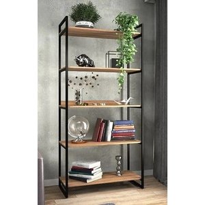 Estante Estilo Industrial Premium Aço C 5 Prateleiras de Madeira