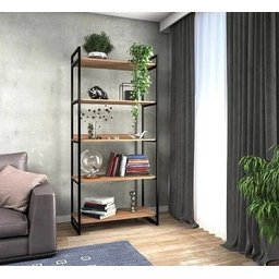 Estante Estilo Industrial Premium Aço C 5 Prateleiras de Madeira - 3