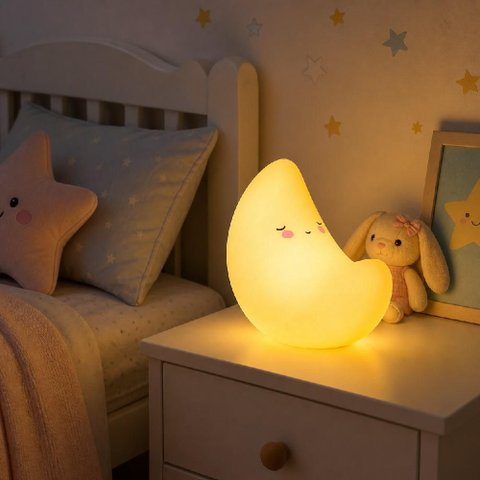 Luminaria Lua LED Abajur Infantil Luz Noturna Mesa Decoracao Cabeceira Quarto Bebe Crianca Luz Suave