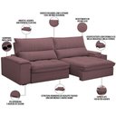 Ver imagem 4 de Sofá Retrátil Reclinável Living 280cm Nápoles F04 Veludo Lilás