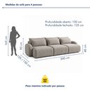 Ver imagem 3 de Sofá Orgânico Retrátil 5 Lugares 300cm Base Madeira Maciça Oxford