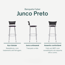 Ver imagem 3 de Kit 3 Banquetas Alta Banco para Balcão Junco Preto Àrea Gourmet Ilha Bancada bares Churrasqueira